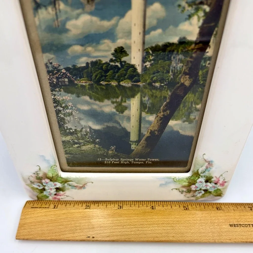 VTG 1987 Ceramic Floral Picture Frame 4 x 6 Cottagecore Shabby Jubilee Granny